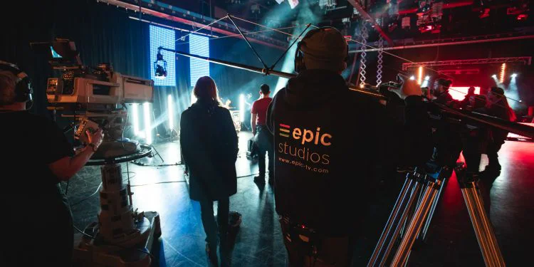 Epic Studios camera operators filming a studio production